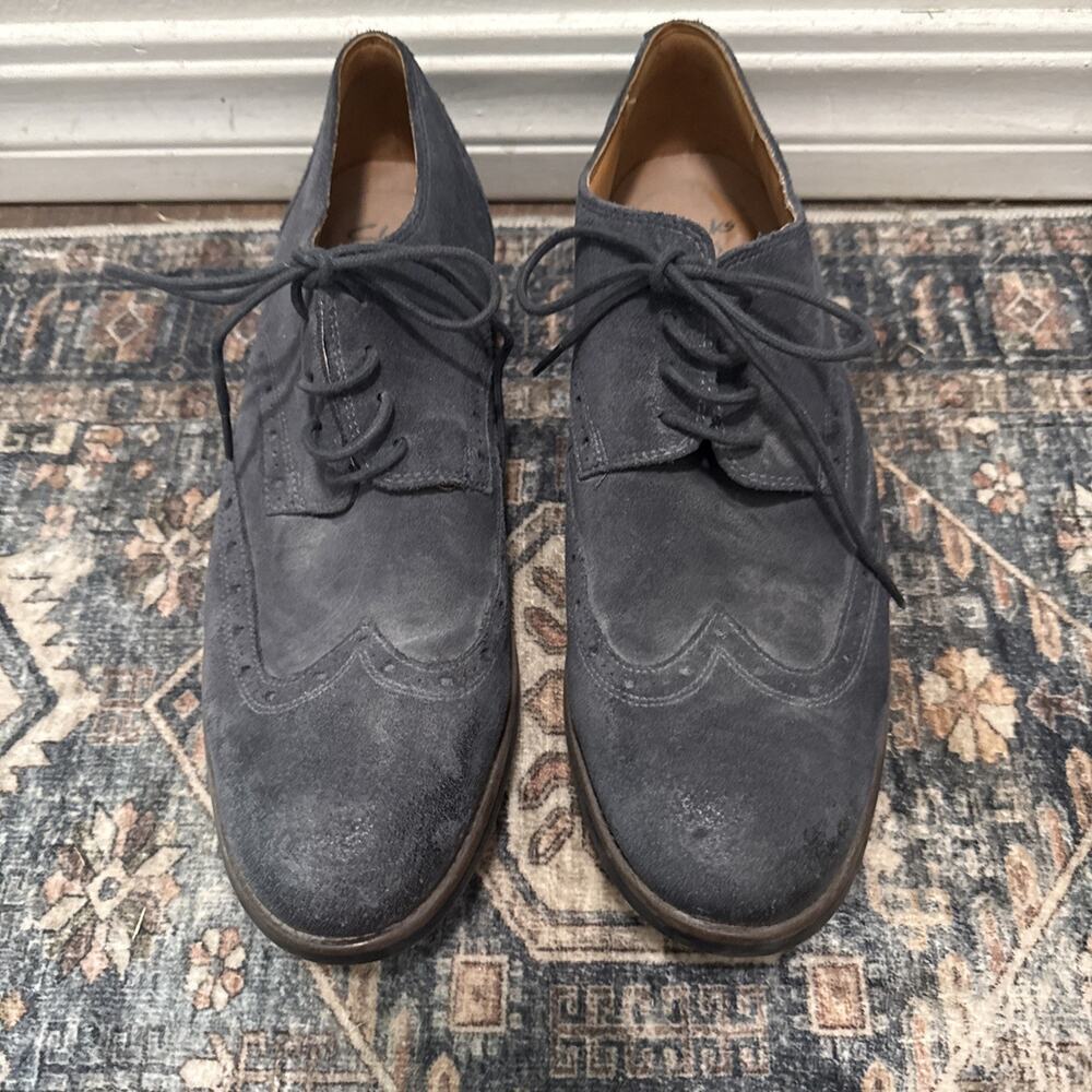 New Clarks 1825 Men's Exton Brogue Blue Suede Wing Tip Oxford‎ Shoes 11 M  New